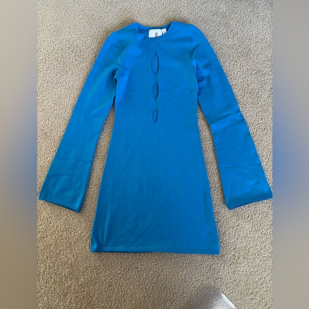 Collusion by ASOS, Blue Long Sleeve Dress w/ Front Cutouts, Size 6, NWOT